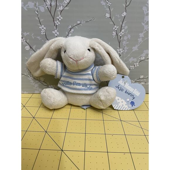 Jo Jo Maman Bebe Bunny Rabbit Plush Baby Toy Stuffed Animal w/ Tag Rare France - Picture 1 of 10